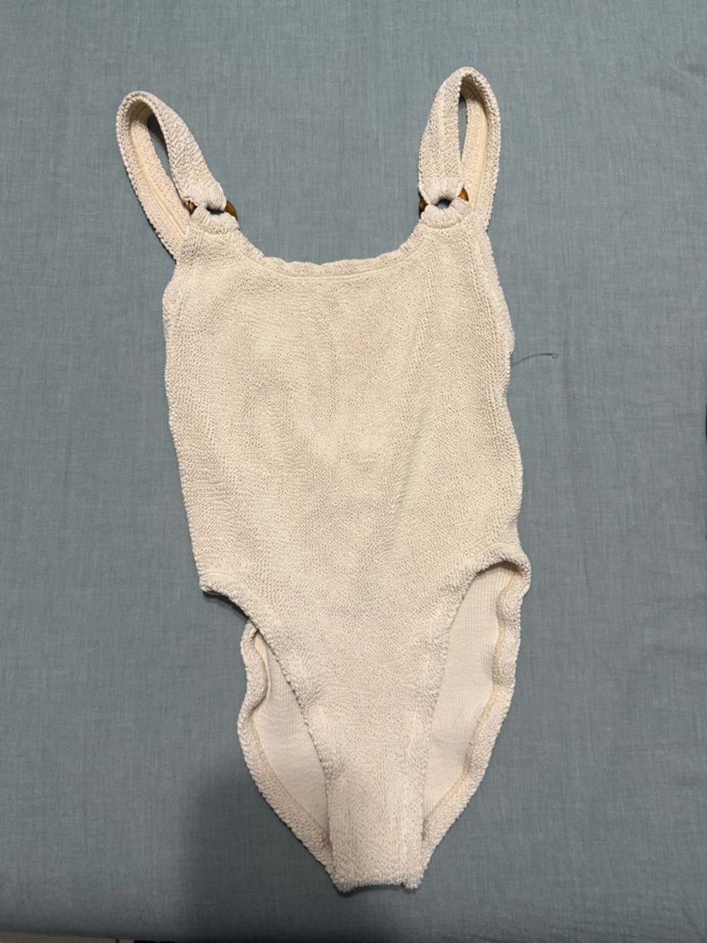 Hunza G Domino Cream Textured Knitted One-Piece Swimsuit - Picture 4 of 6